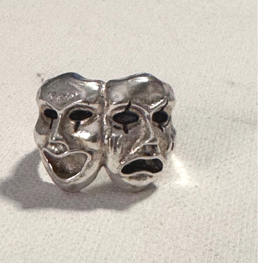 Comedy Tragedy Theater Mask Signet Ring Gothic Rock Statement
